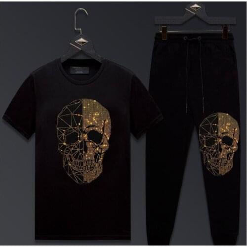 2021 Men Tracksuit Jogging Suit Diamond stone short Sleeve Set Male summer Two Piece Sets Suit Clothing