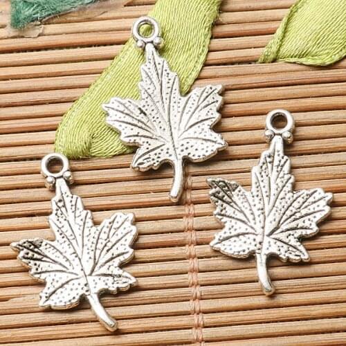 30pcs dark silver color 2sided leaf design charms EF2808