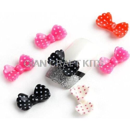 300pcs 3D Mixed colors little resin polka dots Bow Tie Nail Art stickers DIY Handmade & Nails Decoration