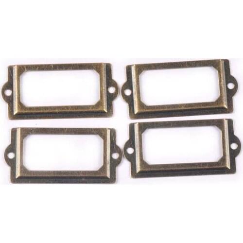 4Pcs Metal Antique Label Tin Box Holder For Furniture Hardware Cabinet Bookmark Decorative Drawer Frame Handle File Name Card