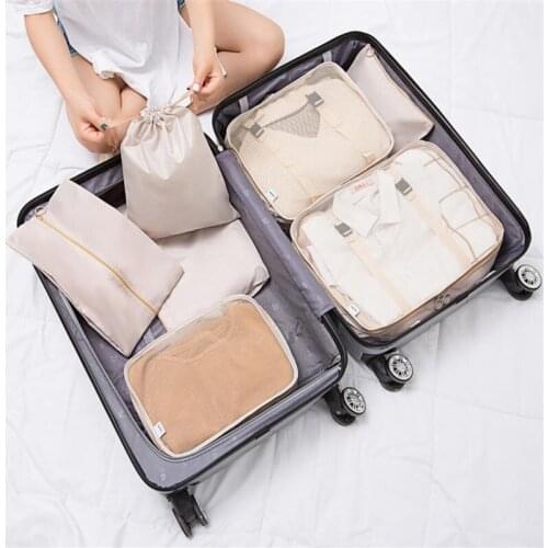 7PCS Luggage Suitcase Travel Storage Pouch Clothes Underwear Cosmetic Packaging Bag Foldable Business Trip Organizer Supplies