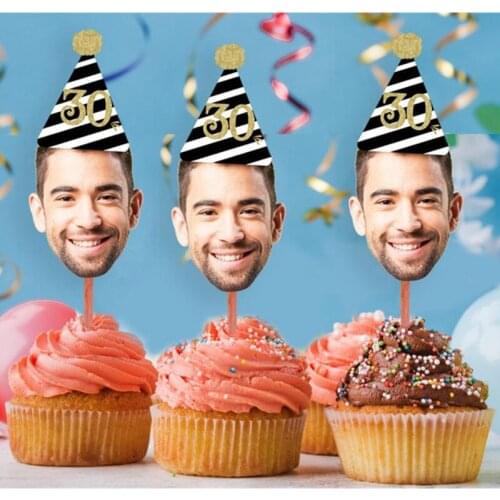 Custom any Photo Cupcake Toppers Digital File Birthday Decor birthday for him decorations, Cupcake any Photo milestones birthday