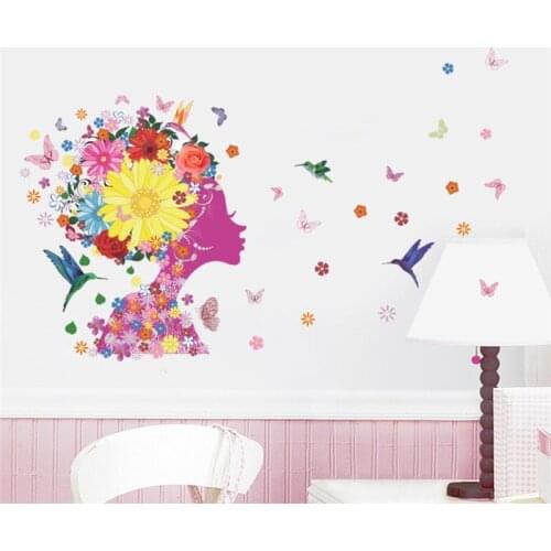 Flower Fairy Butterfly Birds Wall Stickers For Kids Room Home Decoration 3d Creative Wall Mural Art Girls Decal Pvc Poster