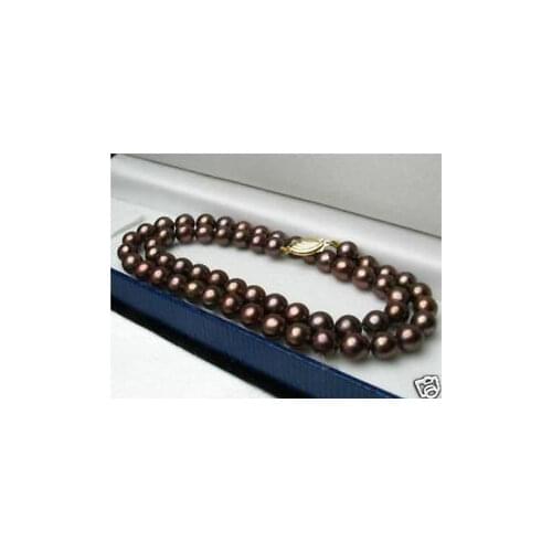 Pretty 8mm Chocolate Brown South Sea Shell Pearl Necklace 18" AAA