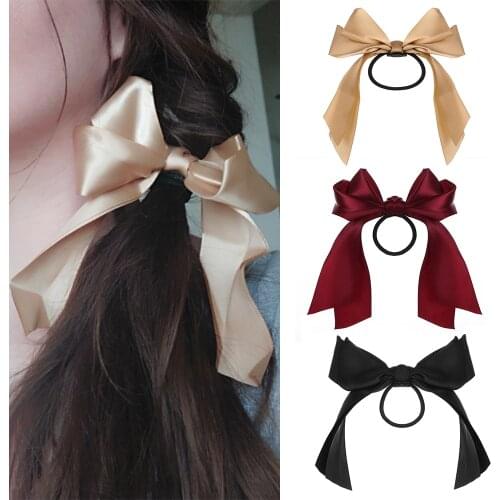 EN Fashion Big Bow Hairpin Cute Barrette Elastic Hair Bands Women Girls Hairgrip Korean Oversize Hair Bands Accessories 2021 New