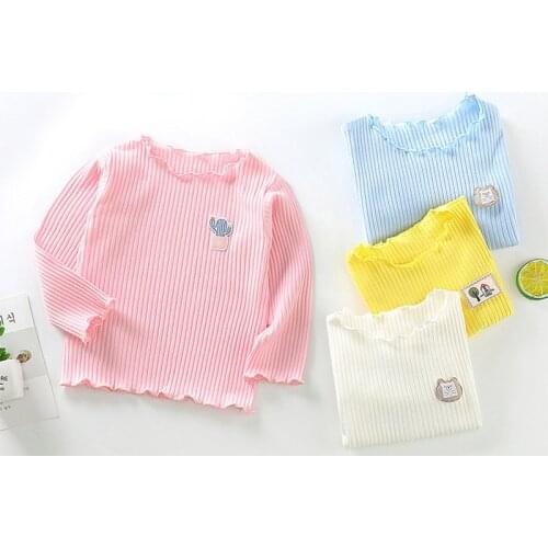 2020 New Baby Girls T-shirt Autumn Long-sleeve O-neck Love Heart T-shirt Kids Girls Bottoming Shirt Cotton Children T-shirt Thin