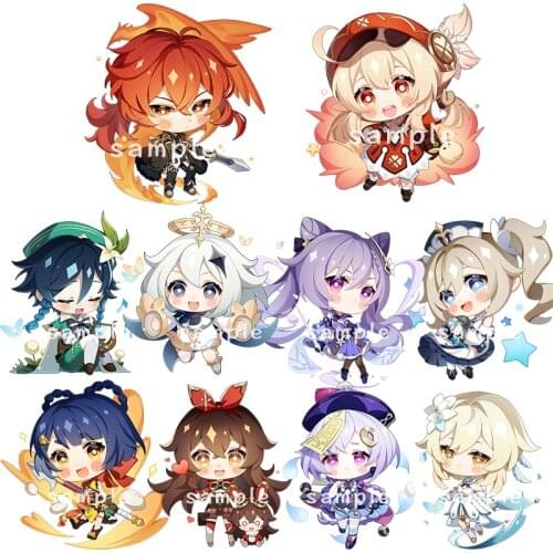 Game Genshin Impact Venti Paimon Player Diluc Barbara Klee Keqing Qiqi Cute Acrylic Keyring Cartoon Keychain Pendant Anime Gift