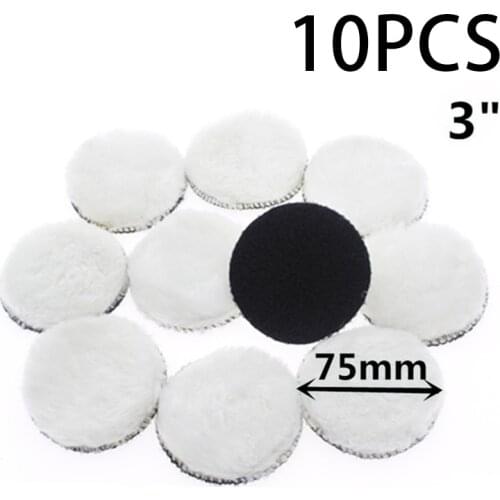 10pcs 3inch 75mm Car Polishing Pad Waxing Wool Polisher Bonnet For Rotary Toolor Car Polisher Adaptor M10 Power Tools Accessorie