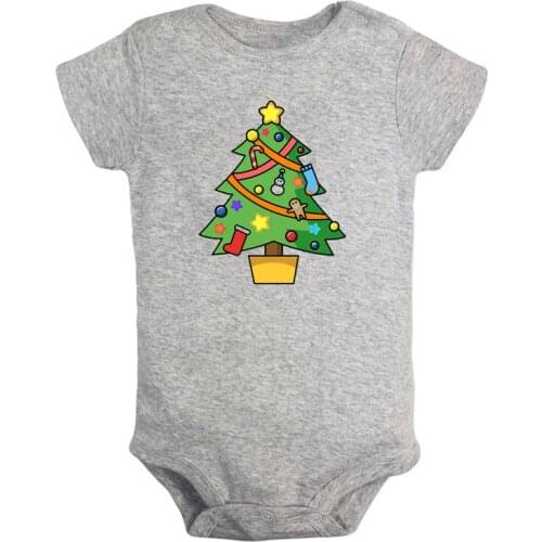 Cute Christmas Tree Snowman Santas Crutch Newborn Baby Girl Boys Clothes Short Sleeve Romper Jumpsuit Outfits 100% Cotton Gift