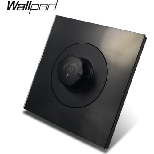 L6 Black Tempered Glass Panel Single Brightness Dimmer Light Switch 1 Gang