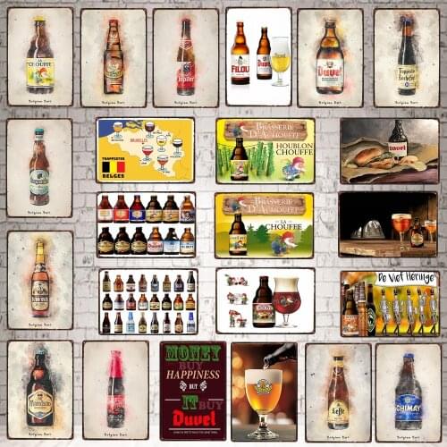 Belgian Beer Metal Tin signs Plaque Metal Vintage Wall Bar Home Art Retro Craft Cinema Decor 30X20CM DU-6718A