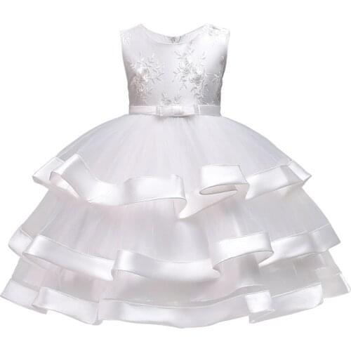 Fashion Flower Girls Wedding Bridesmaid Dresses for Kids Sleeveless Tulle Ball Gown Dress Birthday Princess Party Girls Dress