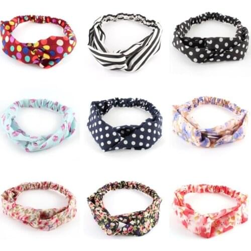 Fashion Womens Hair Accessories Elastic Cross Hair Band Twist Knot Beach Floral Strip Printed Headband Head Wrap Ornaments
