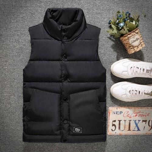 Men Stand Collar Thicken Waistcoats Clothing Mens Sleeveless Vest Autumn Winter Fashion Male Cotton-Padded Vest Coats