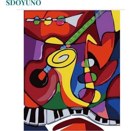 SDOYUNO Frame Instrument DIY Painting By Number Modern Wall Art Coloring By Numbers Acrylic Handpainted For Home Decor 40x50cm