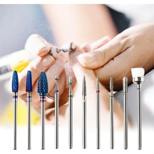 10Pcs/Set Nail Drill Bits Various Styles High Strength Wear-Resistant Manicure Grinding Heads Kit for Nail Gel Removing