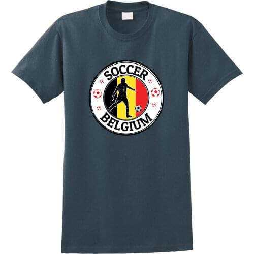 2019 New Fashion Low Price Round Neck Men Tees Belgium Flag Soccerer Team Stamp Print T-Shirtneon T Shirts