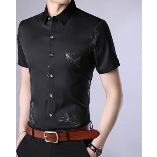 New Short Sleeve Shirt Men Summer Fashion Floral Printed Slim Fit Casual Hawaiian Shirt Male Chemise