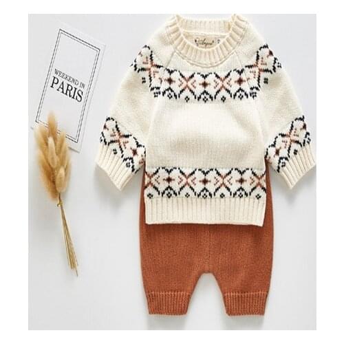 Baby Boy Clothes Knitted Baby Clothes Set Cotton Newborn Autumn Winter Infant Sweater Pant 2Pcs Clothing Set Girl Boy Outfit