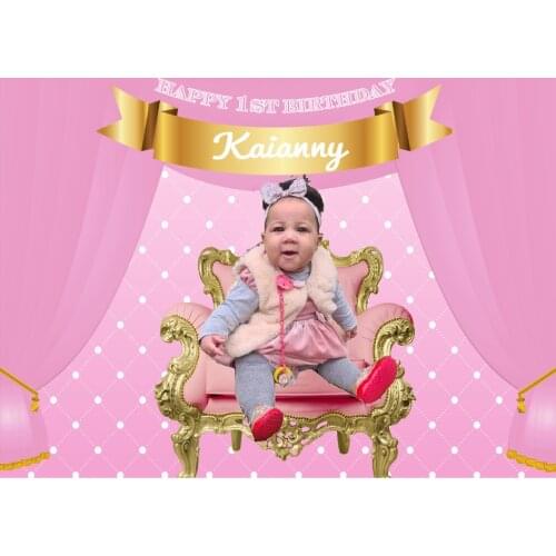 Custom Pink Princess Curtains Baby Shower backdrops High quality Computer print party photography backgrounds