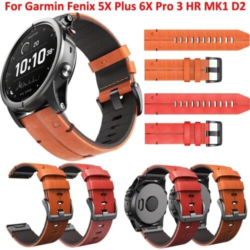 26mm Leather Strap Fenix6X Replacement Quick Release Watchband For Garmin Fenix5X/5X Plus/6X Pro SmartWatch Band Bracelet Correa