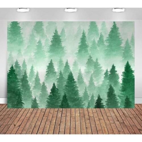 Christmas Backdrops for Photography Green Pine Trees Photo Background baby Studio Props photo shoot birthday party decor