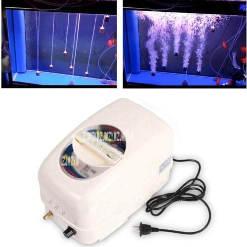 S-50B 55L/min Powerful AC/DC Aquarium Air Pump 220V Fish Tank Oxygen Pump Portable Ultra Silent Mini Air Compressor 8 Divider