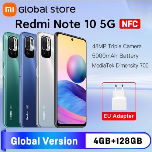 Global Version Xiaomi Redmi Note 10 5G NFC 4GB 128GB Smartphone Dimensity 700 90Hz Display 48MP Camera 5000mAh