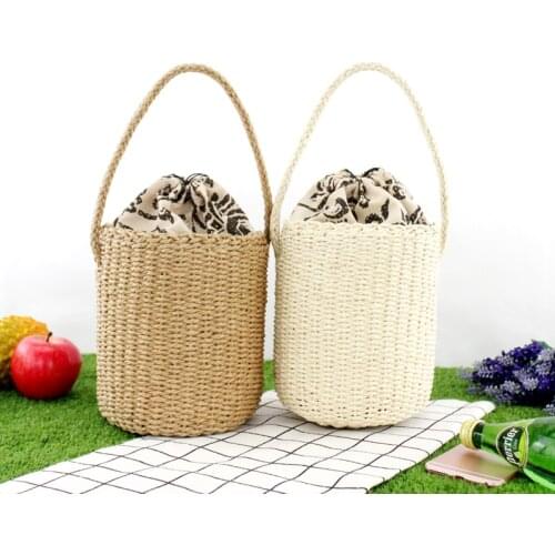 New Summer Hand bucket Handbags Women Straw Bag Female Beach Bags Designer Casual Totes Ladies Vintage Bolsa Feminina