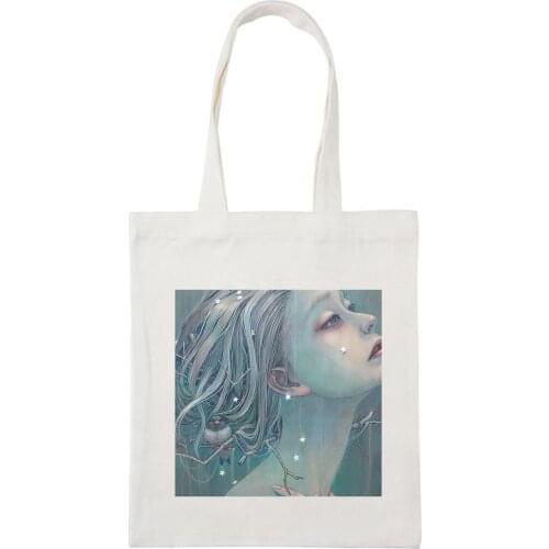 Ulzzang American Retro Comics Messenger Bag Large Size Cartoon Harajuku Hip Hop Canvas Print New Female Funny Casual Tote Bags