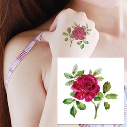 Roses Tattoos Sticker Waterproof Long-lasting Body Decor Flower Pattern Temporary Tattoo Sticker for Summer