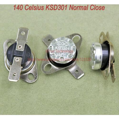 10pcs/lot KSD301 Thermostat Normally Normal Close 140 Degrees Celsius Thermostat Switches NC Temperature Switch