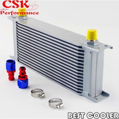 16 Row 8AN Universal Engine Oil Cooler 3/4"UNF16 + 2pcs AN8 Straight Fittings