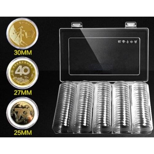 20sets 20/25/27/30mm Coin Capsules Round Plastic Coin Holder Box Container With Storage Organizer Box for Coin Collection SN