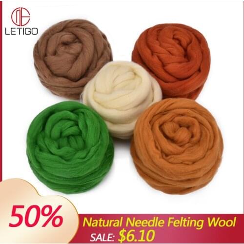 5 Colors Felting Wool Fiber Needle Felting Natural Collection For Animal Projects Felting Wool for DIY Craft Needlework 100g