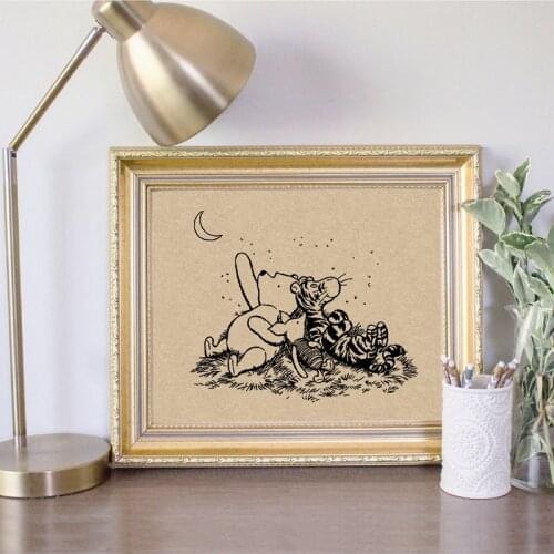 Vintage Cartoon Poster Winnie The Pooh Canvas Paintings On The Nursery Kids Room Decor Modular Picture Baby Birthday Gift