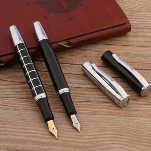 High Quality Metal 051 Fountain Pen Black Silver Bend NIB Quadrilateral Calligraphy Stationery Office School Supplies Writing
