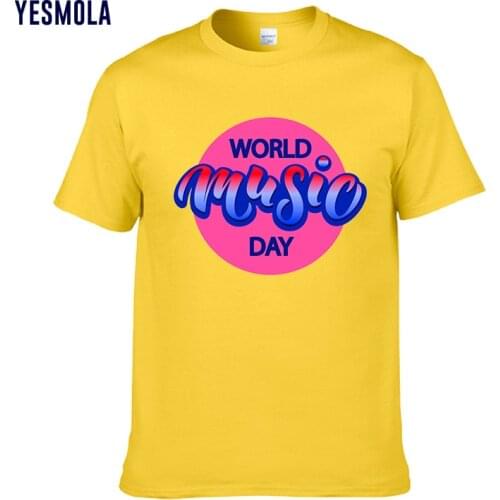 YESMOLA Womens T-shirt World Music Day Letter Print Shirt 90s Streetwear Tshirt Cotton Fashion Female Casual T-shirt