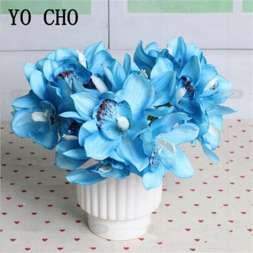 YO CHO Artificial Flower Bridal Bouquet 6 Head Orchid Wedding Bouquet Bridesmaids Bride Marriage Wedding Bouquet Home Decoration