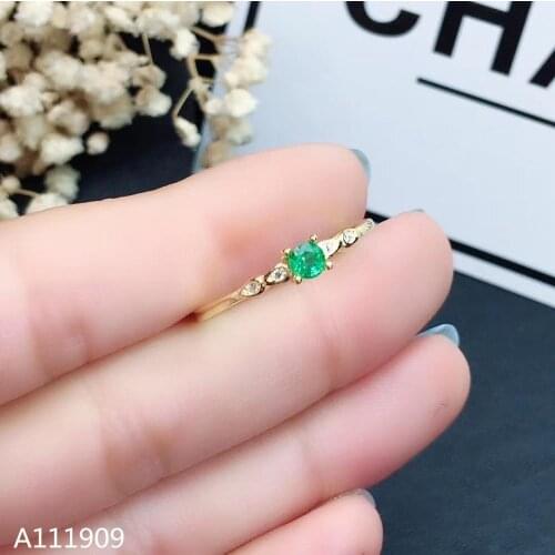 KJJEAXCMY boutique jewelry 925 sterling silver inlaid natural emerald gemstone female ring support detection