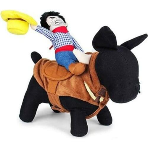 Funny Cat Dog Costumes Dog Clothes Pet Apparel For Halloween Cosplay Western Cowboy Riding Costumes Jacket Cloak Dog Accessories