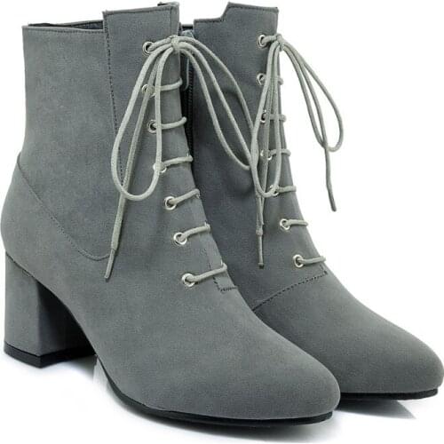 Big Size 9 10 11-17 boots women shoes ankle boots for women ladies boots Side zipper wicker cross strap