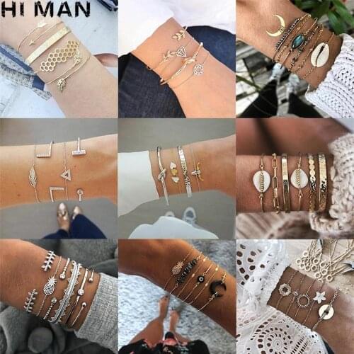 31 Styles Boho Mixed Bull Head Evil Eye Shell Life Tree Letter Natural Stone Crystal Tassel Bracelet Women Fashion Jewelry Chain
