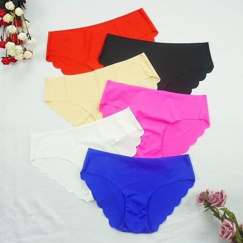 1Piece Sexy Women Underwear Ladies Lingerie Solid Color Seamless Briefs Simple Style Underpants Ice Silk Satin Panties Wholesale