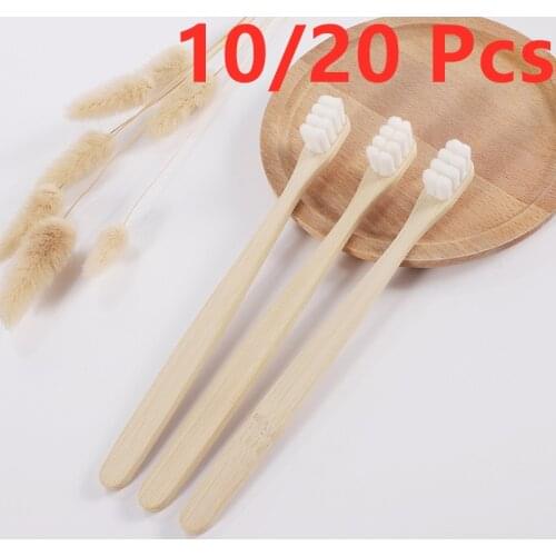 10/20 Pcs Bamboo Toothbrush,Biodegradable Toothbrushes Extra Soft Bristles,20000 Soft Natural Bristle Eco Friendly Toothbrushes