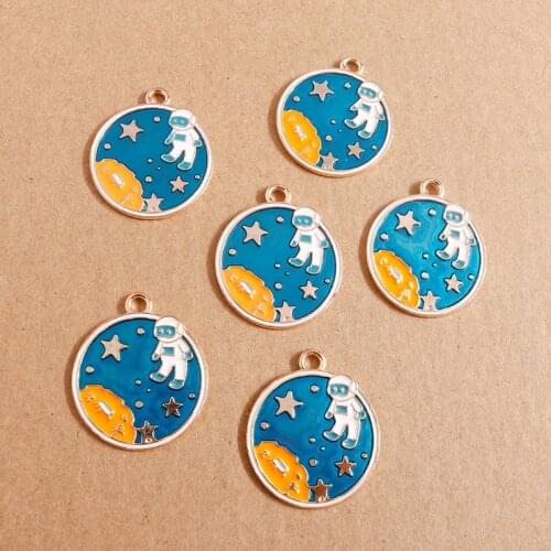 10pcs 25x29mm Enamel Space Stars Astronaut Charms for DIY Making Pendants Necklaces Drop Earrings Women Handmade Jewelry Finding