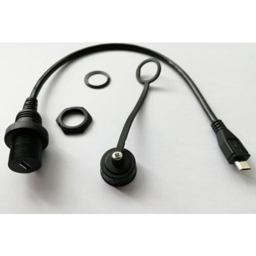 10pcs x Micro USB 2.0 Panel Mount Connector IP67 Waterproof Cable Micro-USB 5pin Male to Female Extension cord