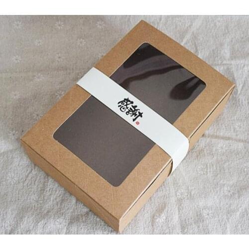 20PCS 18x12x5cm Brown Kraft Paper Box With Window Christmas Gift Box Packaging Cookie Macaron Box Candy Wedding Gifts For Guests