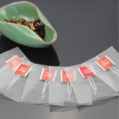 2000pcs/lot Nylon Pyramid Tea Bag Filter Single String With Label Transparent Empty Teabag