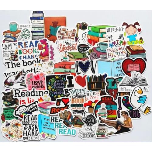 50Pcs Cartoon Text English Love To Read Stickers 2021 For Suitcase Skateboard Laptop Luggage Fridge Phone Car Styling Sticker